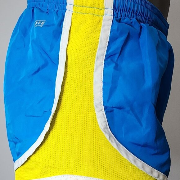 Women's Juniors Soffe Lined Running Shorts Dri-Fit Small Blue Neon Yellow - Picture 5 of 13